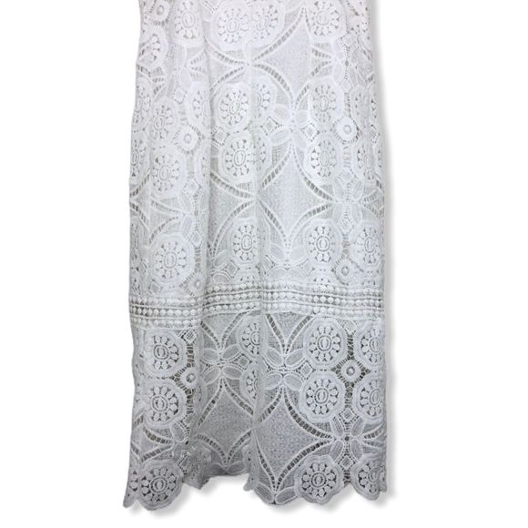 J.O.A White Sleeveless Square Neck Lace Midi Dress size Medium - Picture 9 of 15
